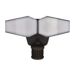 Brand New Patriot Lighting® Dualux Bronze Led Dual Head Motion Sensor Link Outdoor Security Flood Light