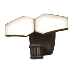 Brand New Patriot Lighting® Dualux Bronze Led Dual Head Motion Sensor Link Outdoor Security Flood Light