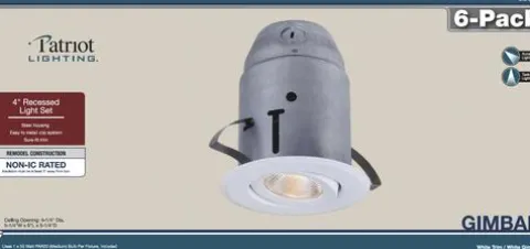 Brand New Patriot Lighting® 4″ White Recessed Light Set (6-Pack)