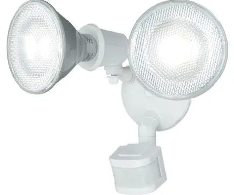 Brand New Patriot Lighting® White Dual Head Motion Sensor Outdoor Security Flood Light