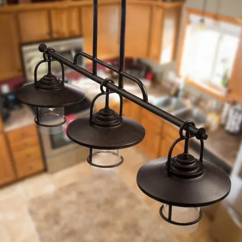 Brand New Patriot Lighting® Elegant Home 3 Light Miner Bronze Island Light