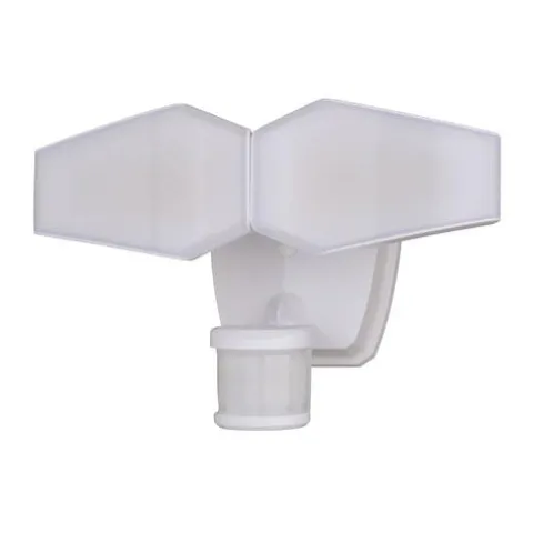 Brand New Patriot Lighting® Dualux White Led Dual Head Motion Sensor Link Outdoor Security Flood Light
