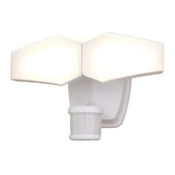 Brand New Patriot Lighting® Dualux White Led Dual Head Motion Sensor Link Outdoor Security Flood Light