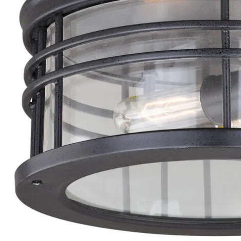 Brand New Patriot Lighting® Wrightwood Vintage Black 2-Light Outdoor Flush Mount Light