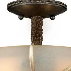 Brand New Patriot Lighting® Yoho Black Walnut Antler Semi-Flush Mount Ceiling Light