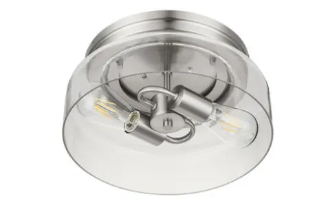 Budget Patriot Lighting® Belen Brushed Nickel 2-Light Flush Mount Ceiling Light