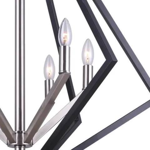 Budget Patriot Lighting® Dryden Matte Black And Brushed Nickel 6-Light Pendant