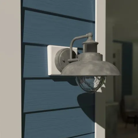 Budget Patriot Lighting® Dualux® Harwich Textured Gray Outdoor Wall Light