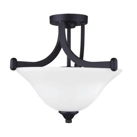 Budget Patriot Lighting® Dee Rubbed Antique Bronze 2-Light Semi-Flush Mount Ceiling Light