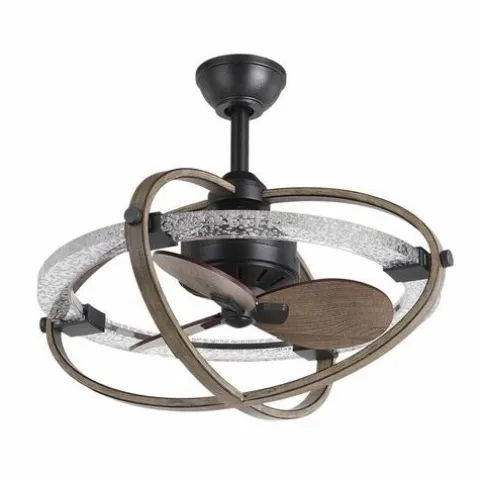 Budget Patriot Lighting® Elegant Home Brooklyn 22″ Natural Iron & Distressed Faux Wood Indoor Led Fandelier