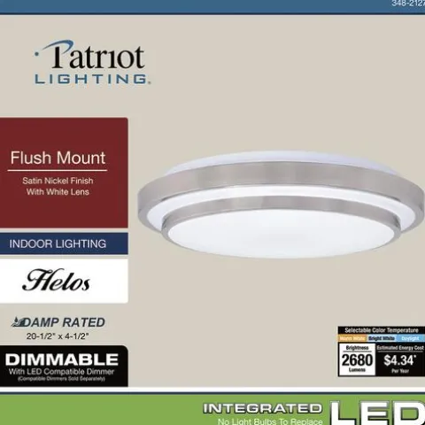 Budget Patriot Lighting® Helos 20-1/2″ Satin Nickel Led Flush Mount Ceiling Light