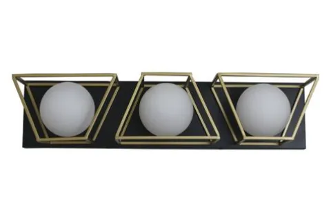 Budget Patriot Lighting® Neema Black & Gold 3-Light Vanity Light