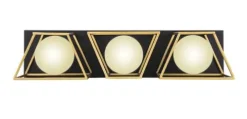 Budget Patriot Lighting® Neema Black & Gold 3-Light Vanity Light