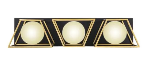 Budget Patriot Lighting® Neema Black & Gold 3-Light Vanity Light