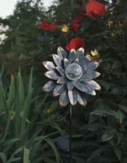 Budget Patriot Lighting® Solar Integrated Led Galvanized Flower Landscape Light