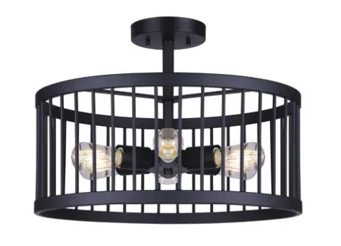 Budget Patriot Lighting® Tim Matte Black 6-Light Semi-Flush Mount Ceiling Light