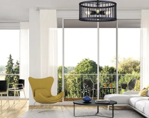Budget Patriot Lighting® Tim Matte Black 6-Light Semi-Flush Mount Ceiling Light