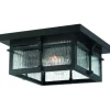 Budget Patriot Lighting® Wren Matte Black 2-Light Outdoor Flush Mount Ceiling Light