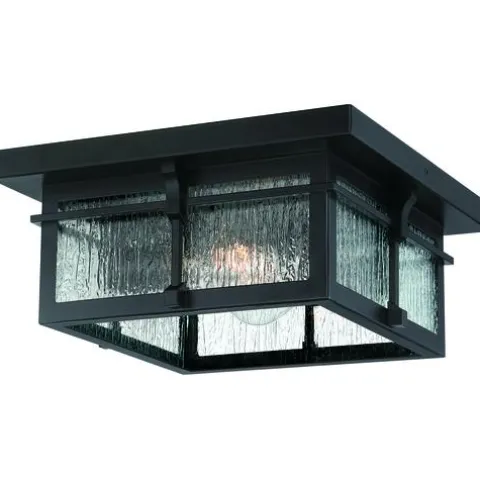 Budget Patriot Lighting® Wren Matte Black 2-Light Outdoor Flush Mount Ceiling Light