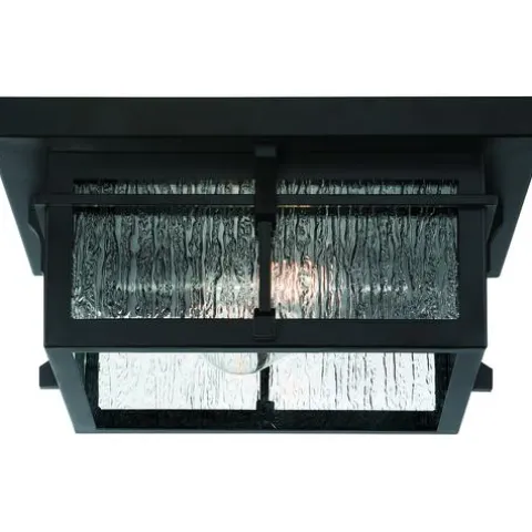 Budget Patriot Lighting® Wren Matte Black 2-Light Outdoor Flush Mount Ceiling Light