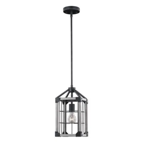 Buy Patriot Lighting® Elegant Home Levon Weathered Gray Faux Wood & Black 1-Light Mini Pendant