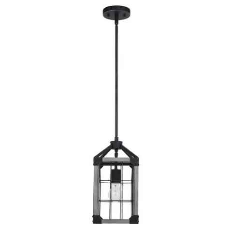 Buy Patriot Lighting® Elegant Home Levon Weathered Gray Faux Wood & Black 1-Light Mini Pendant