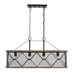 Buy Patriot Lighting® Elegant Home Bodhi Black & Replica Wood 4 Light Island Light