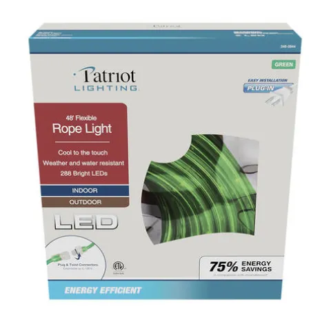 Cheap Patriot Lighting® 48′ Plug-In Green Led Rope Light