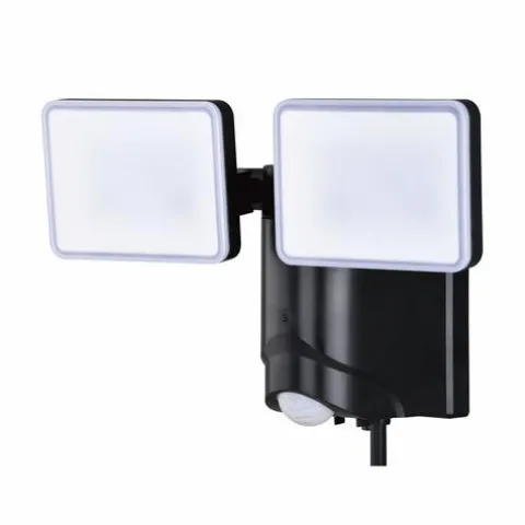 Cheap Patriot Lighting® Black Led Dual Head Plug-In Motion Sensor Outdoor Security Flood Light