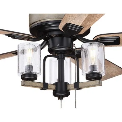 Cheap Patriot Lighting® Elegant Home Brooklyn 52″ Black With Faux Wood Indoor Led Ceiling Fan