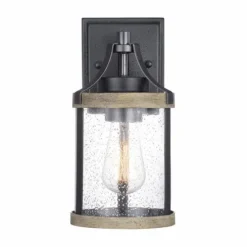 Cheap Patriot Lighting® Elegant Home Brooklyn Natural Iron & Distressed Faux Wood Outdoor Wall Light