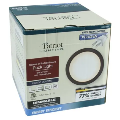 Cheap Patriot Lighting® Led Black Metal Plug-In Under Cabinet Puck Light