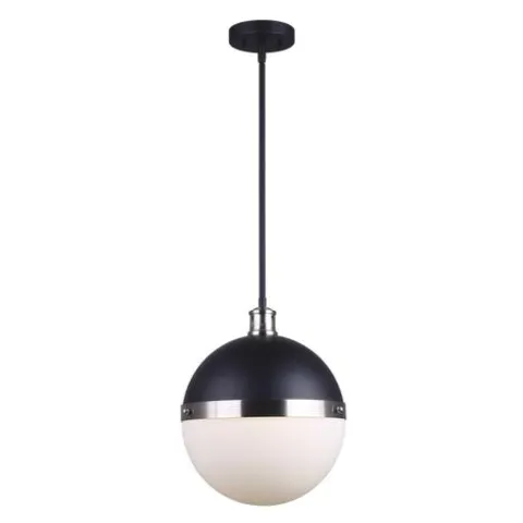 Cheap Patriot Lighting® Wali Matte Black & Brushed Nickel 1-Light Pendant