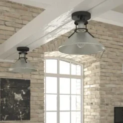 Cheapest Patriot Lighting® Ashtyn Matte Black & Charcoal Patina 1-Light Semi-Flush Mount Ceiling Light