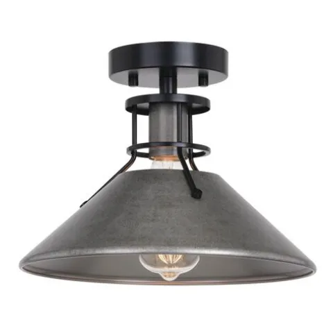Cheapest Patriot Lighting® Ashtyn Matte Black & Charcoal Patina 1-Light Semi-Flush Mount Ceiling Light