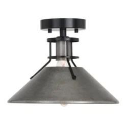 Cheapest Patriot Lighting® Ashtyn Matte Black & Charcoal Patina 1-Light Semi-Flush Mount Ceiling Light
