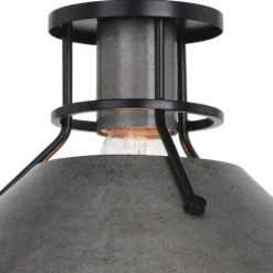 Cheapest Patriot Lighting® Ashtyn Matte Black & Charcoal Patina 1-Light Semi-Flush Mount Ceiling Light