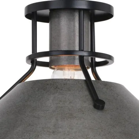 Cheapest Patriot Lighting® Ashtyn Matte Black & Charcoal Patina 1-Light Semi-Flush Mount Ceiling Light