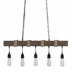 Cheapest Patriot Lighting® Joyce Natural Wood And Black 5-Light Island Light