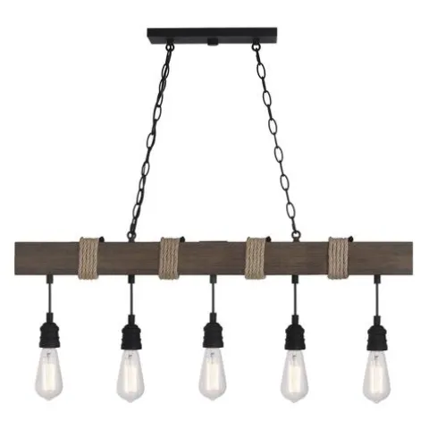Cheapest Patriot Lighting® Joyce Natural Wood And Black 5-Light Island Light