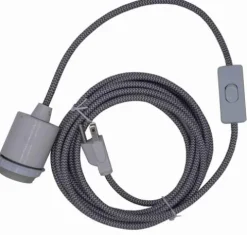 Cheapest Patriot Lighting 15-1/2′ Hanging Gray Textile Pendant Light Cord Kit