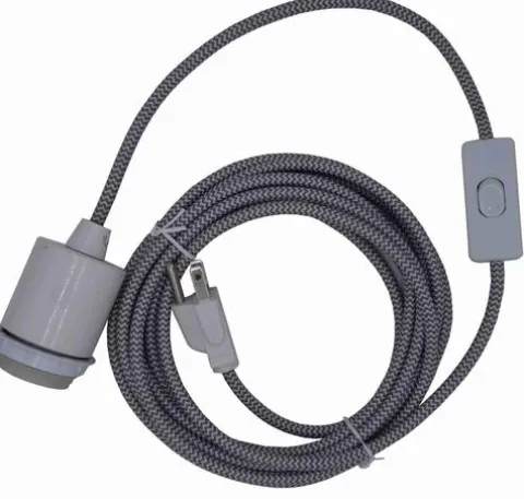 Cheapest Patriot Lighting 15-1/2′ Hanging Gray Textile Pendant Light Cord Kit