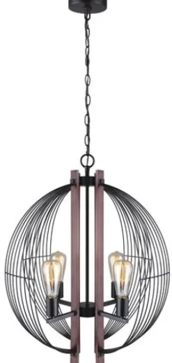 Cheapest Patriot Lighting® Gage Black With Wood Accents 4-Light Chandelier