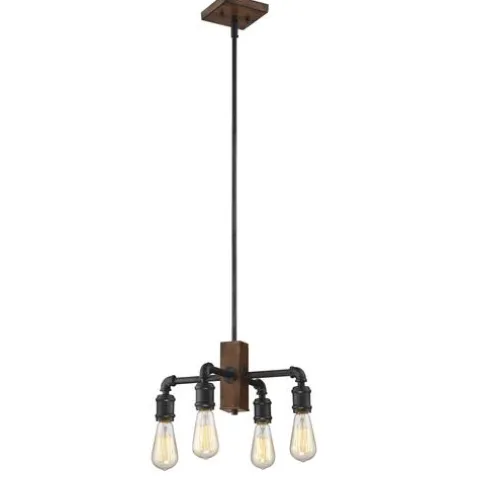 Cheapest Patriot Lighting® Elegant Home Steele 4-Light Replica Wood With Antique Black Chandelier