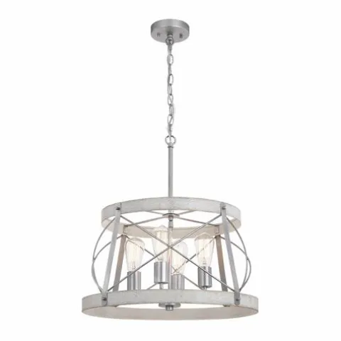 Coupon Patriot Lighting® Bea White Wash Faux Wood And Galvanized 4-Light Pendant