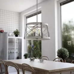 Coupon Patriot Lighting® Bea White Wash Faux Wood And Galvanized 4-Light Pendant