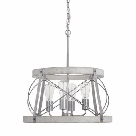 Coupon Patriot Lighting® Bea White Wash Faux Wood And Galvanized 4-Light Pendant