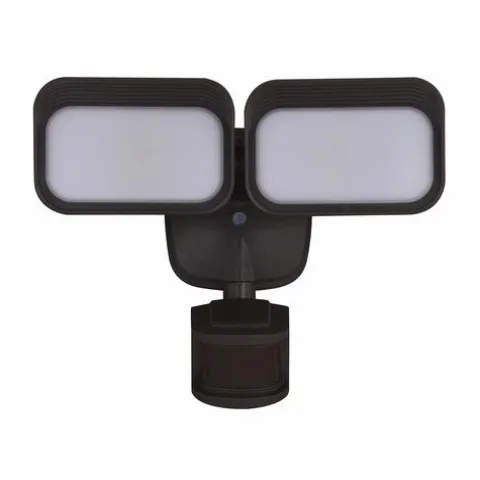 Coupon Patriot Lighting® Dualux Bronze Led Dual Head Motion Sensor Outdoor Security Flood Light