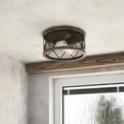 Coupon Patriot Lighting® Elegant Home Bodhi Black & Replica Wood 2-Light Flush Mount Ceiling Light