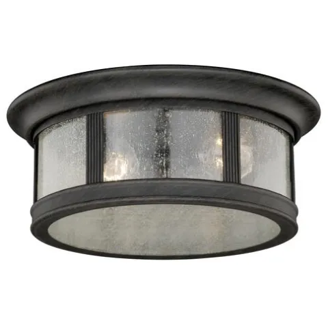 Coupon Patriot Lighting® Hanover Brushed Iron 2-Light Outdoor Flush Mount Light